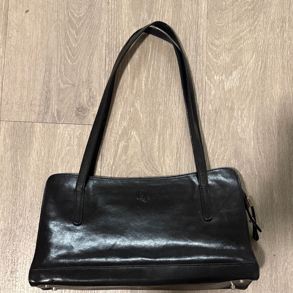 Vintage Monsac Original Black Leather Women's Handbag Purse